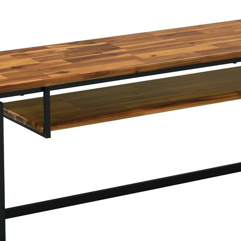 67" Jurgen TV Stand for TVs up to 65" Oak/Black Metal - Acme Furniture: Industrial Style, Open Shelf