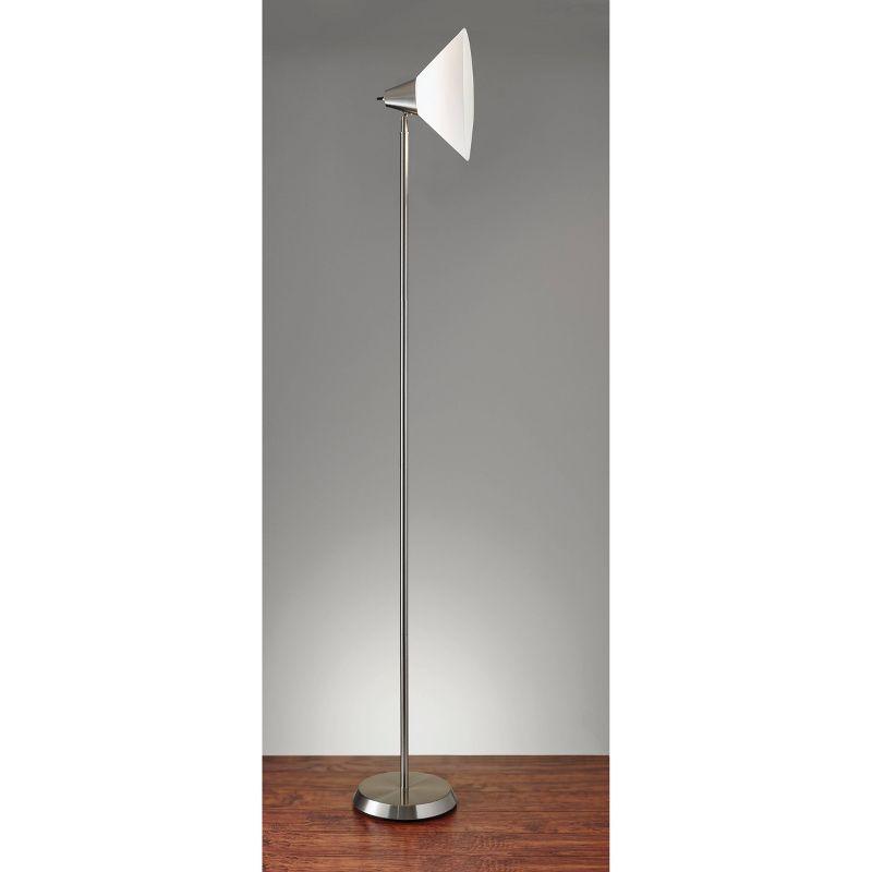 Swivel Torchiere Brushed Steel - Adesso: Modern Adjustable Head, ETL Listed, Metal Body, Plastic Shade