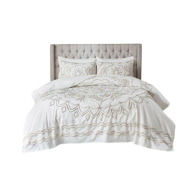 Gracie Mills Gertrude 3 Piece Tufted Cotton Chenille Coverlet Set