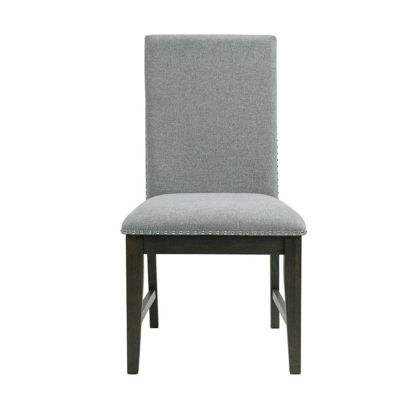 Gray Upholstered Transitional Side Chairs with Wood Legs, Set of 2