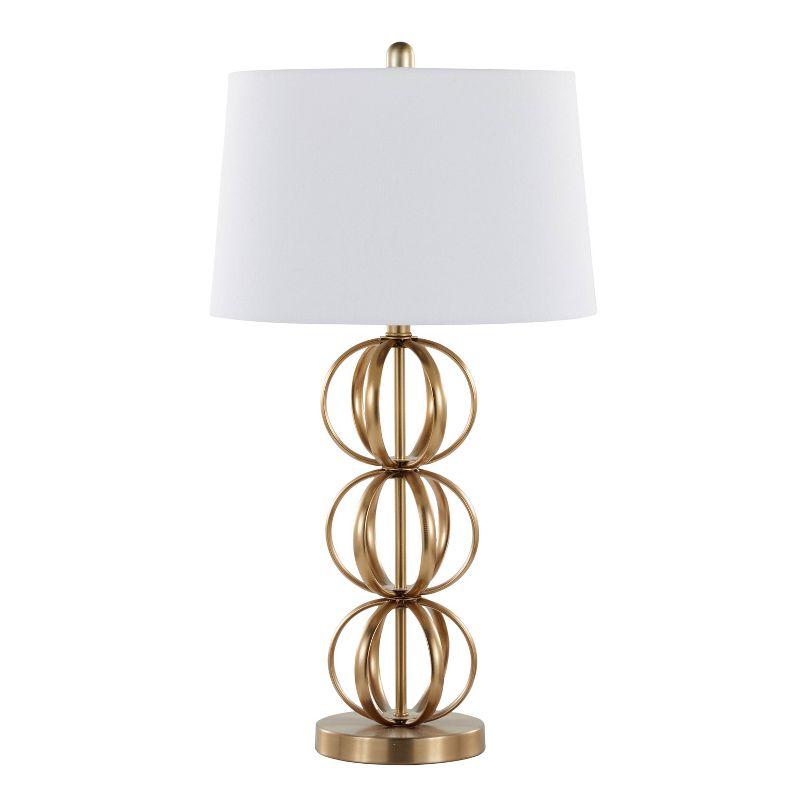 White and Gold 29.5" Metal Table Lamp Set with Linen Shade