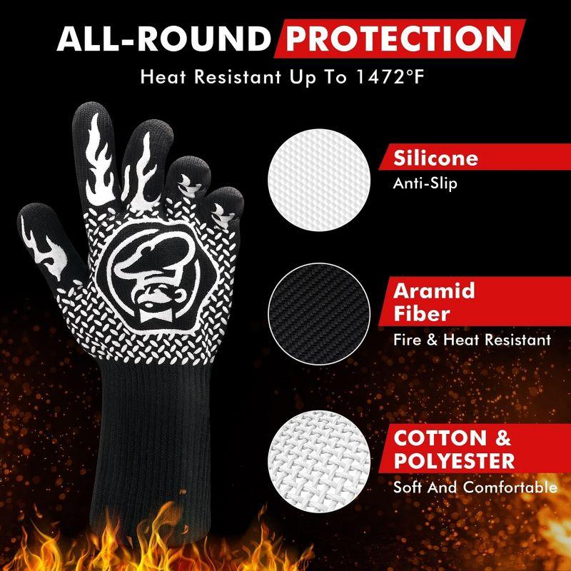 Black and White Heat Resistant Aramid Fiber Oven Mitts