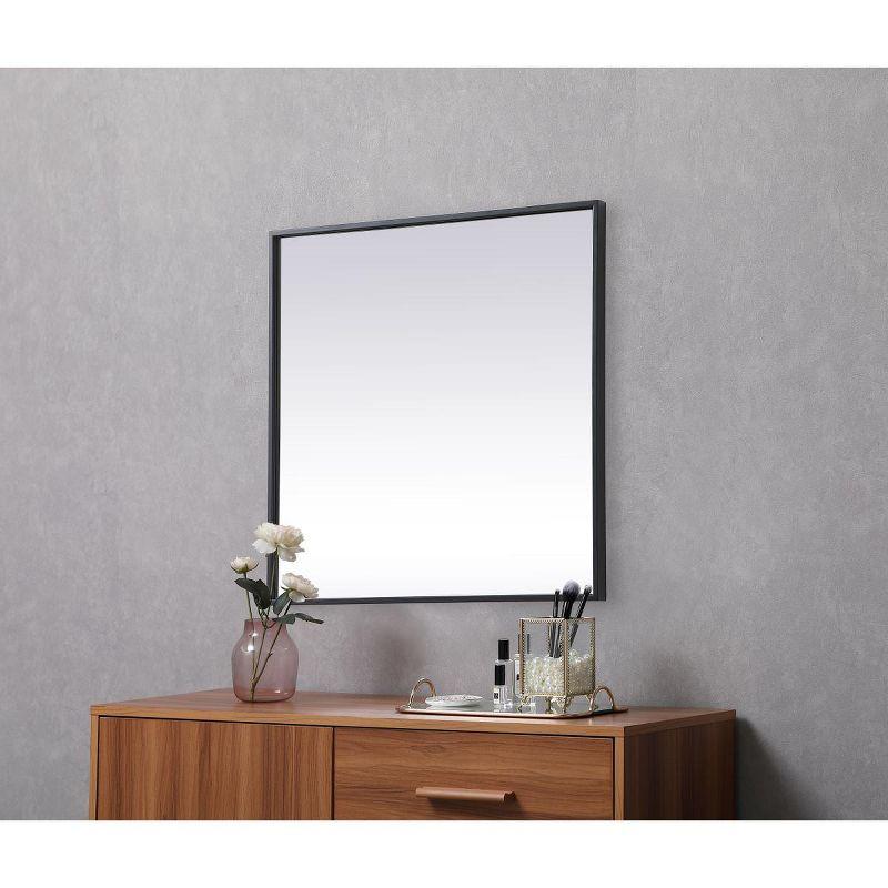 Elegant Lighting Metal Frame Square Mirror 24 inch in Black