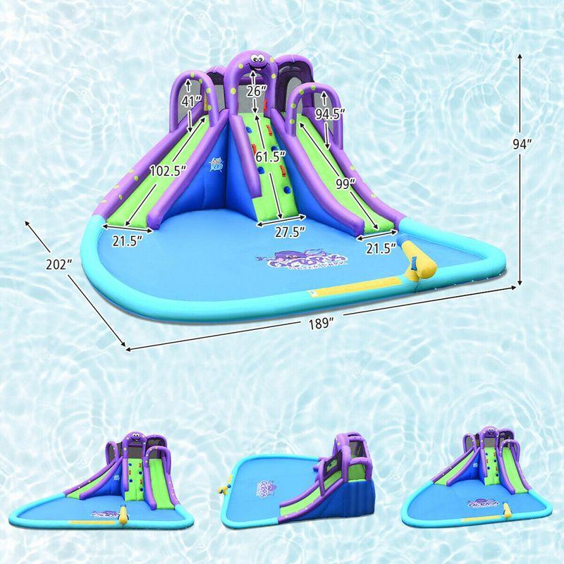 Costway Inflatable Water Park Octopus Bounce House Dual Slide Climbing Wall W/ Blower