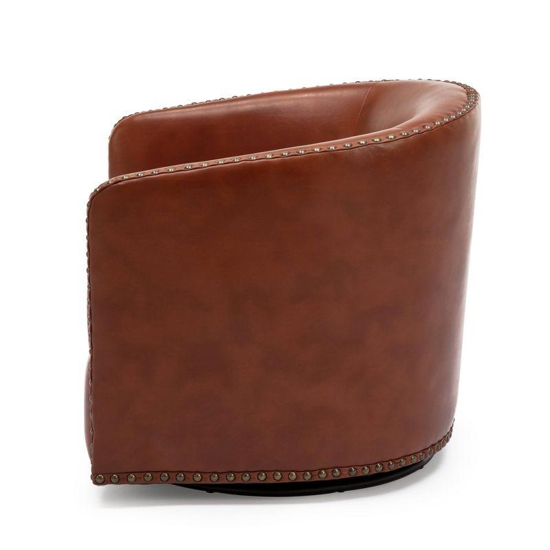 Comfort Pointe Tyler Swivel Arm Chair Caramel: Upholstered Faux Leather, Metal Legs, No Assembly Required