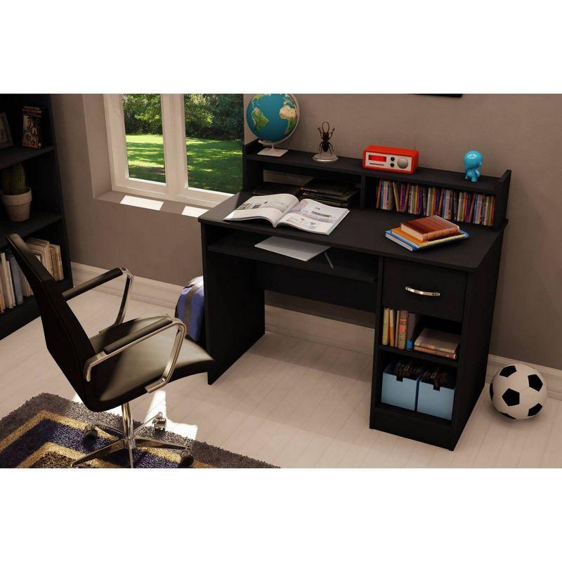 Axess Kids' Desk with Keyboard Tray Pure Black - South Shore: Writing Desk for Children, Teens, Storage, Mid-Century Modern