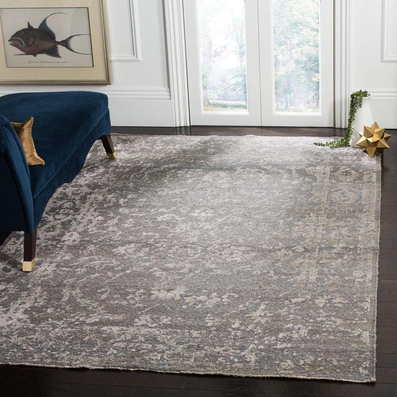 Safavieh Centennial Hand Knotted Viscose/Cotton Floral Rug in Light Gray/Dark Gray