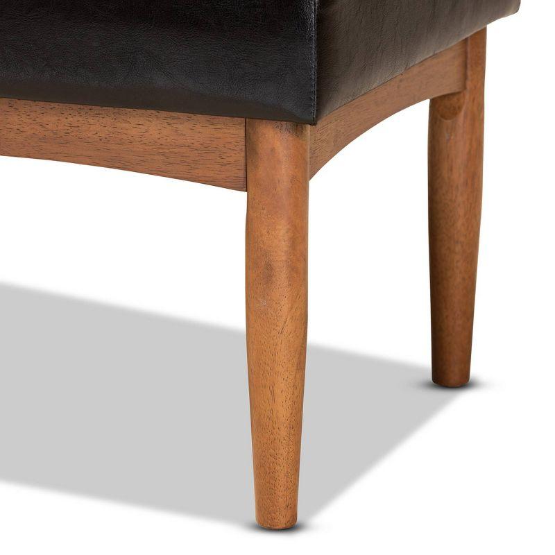 Daymond Dark Brown Faux Leather and Walnut Dining Bench