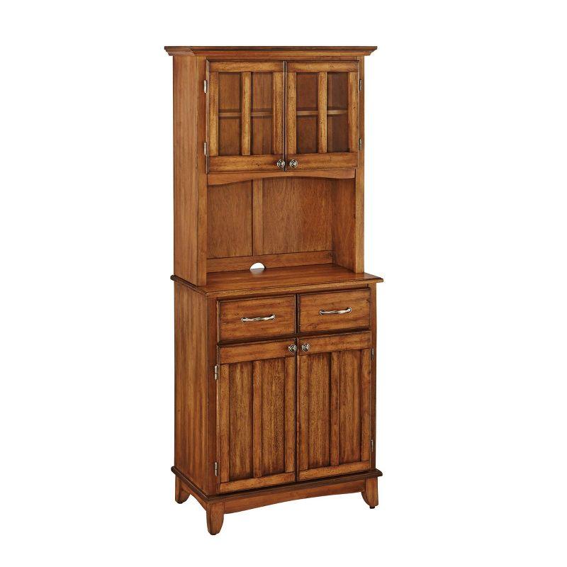 Small Buffet of Buffets Server with Hutch and Oak Top Oak - Homestyles: Traditional Storage, Glass Doors, Adjustable Shelves