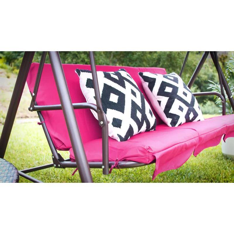 Best Choice Products 2-Person Outdoor Large Convertible Canopy Swing Glider Lounge Chair w/ Removable Cushions