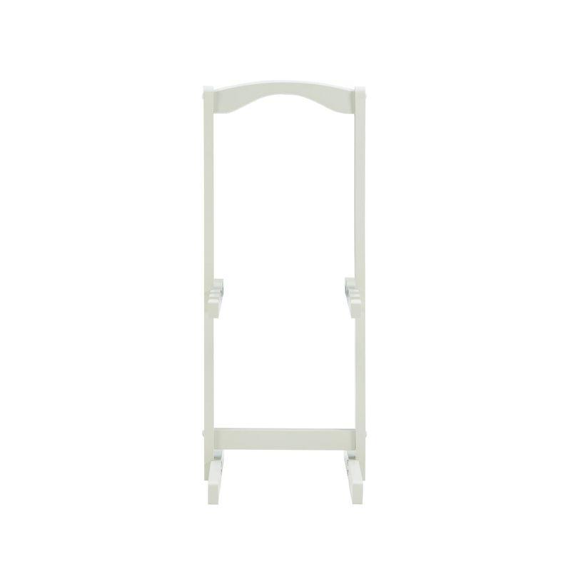 Linon Set of 4 26.4" Compass Finish Plank Tray Tables with Matching Stand Light Gray: Acacia & Rubberwood, Foldable