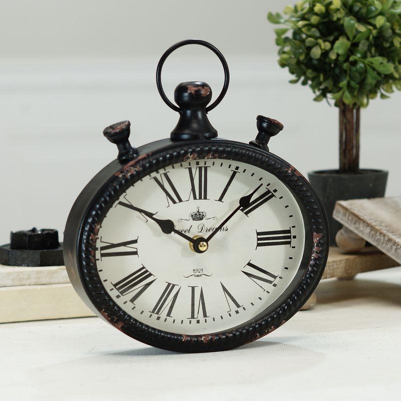 VIP 9.5 in. Black Metal Vintage Wall Clock