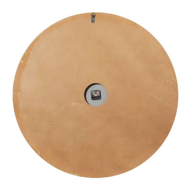 Mediterranean Wood Wall Clock Brown - Olivia & May: Oversized, Analog Display for Living Room, Indoor Use