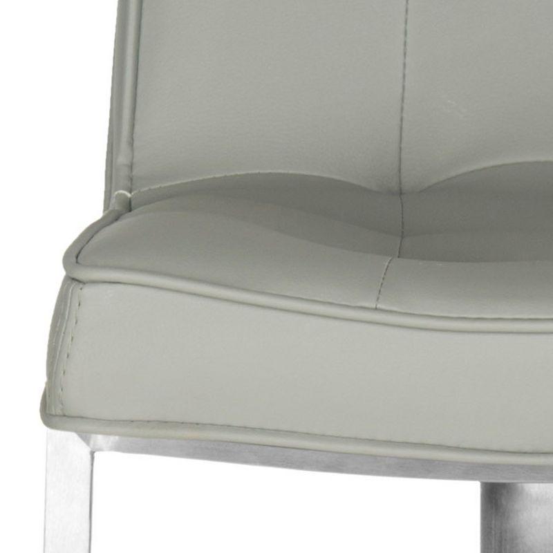 Transitional Gray Leather Swivel Adjustable Bar Stool