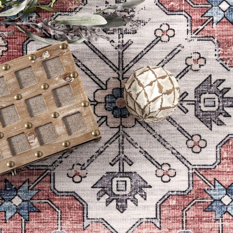 Nuloom Melanie Transitional Medallion Pet Friendly Machine Washable Area Rug, 4' x 6', Brick