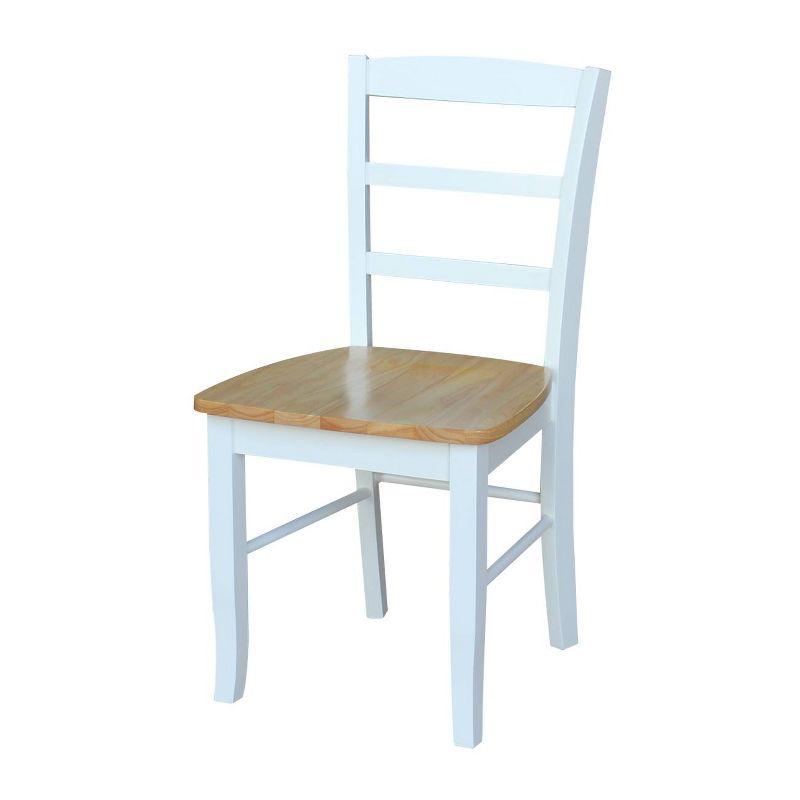 3pc Dining Table with 2 Ladderback Chairs White/Natural – International Concepts: Solid Wood, Square, Non-Extension