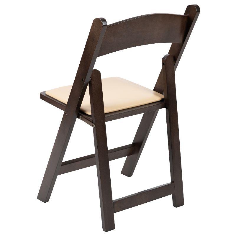 Flash Furniture HERCULES Series Chocolate Wood Folding Chair with Vinyl Padded Seat