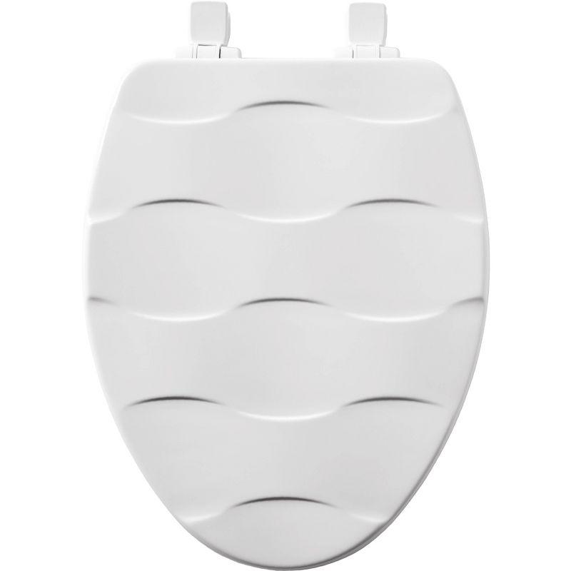 Basket Weave Sculptured Toilet Seat, Slow Close, Never Loosens, ELONGATED, Durable Wood, White