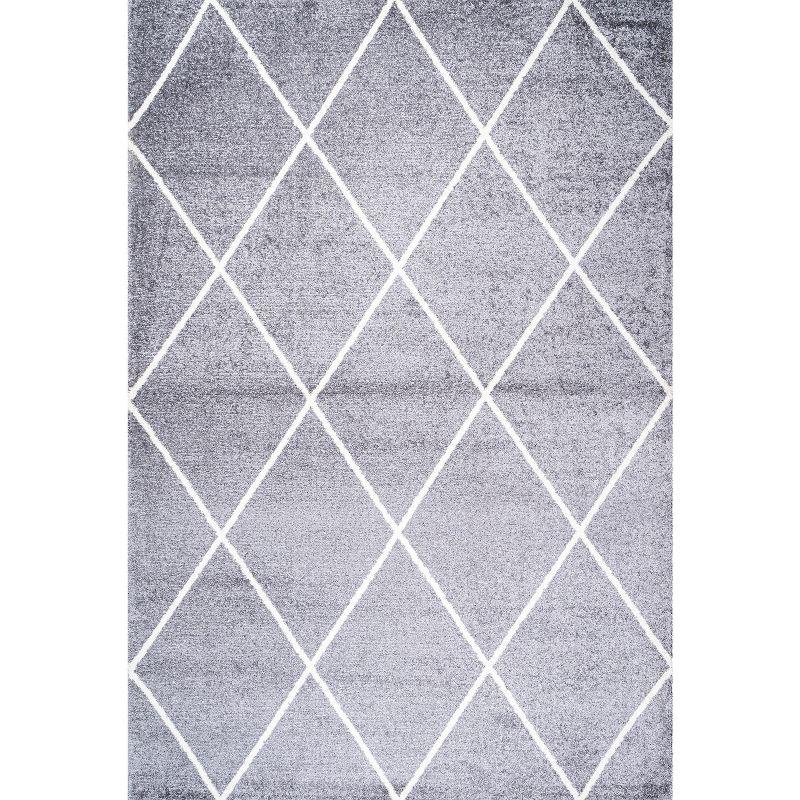 5'x8' Cole Minimalist Diamond Trellis Area Rug, Gray/White - JONATHAN Y