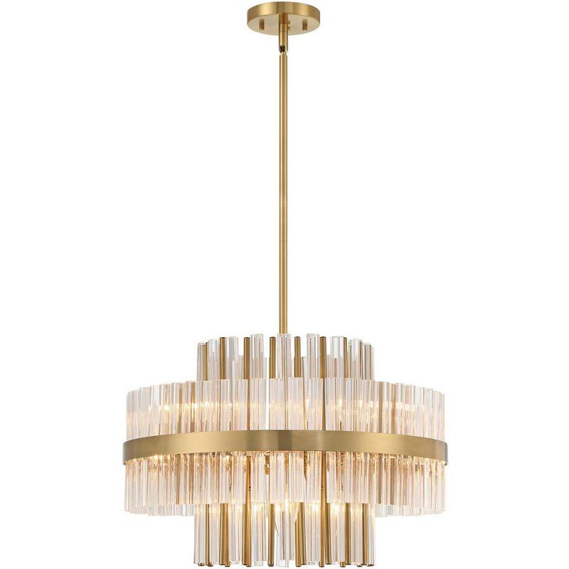 Possini Euro Design Jenna Soft Gold Chandelier 20" Wide Modern 2-Tier Clear Crystals 8-Light Fixture for Dining Room House Foyer