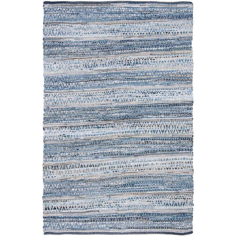 Coastal Charm Blue Cotton 5' x 8' Handwoven Area Rug