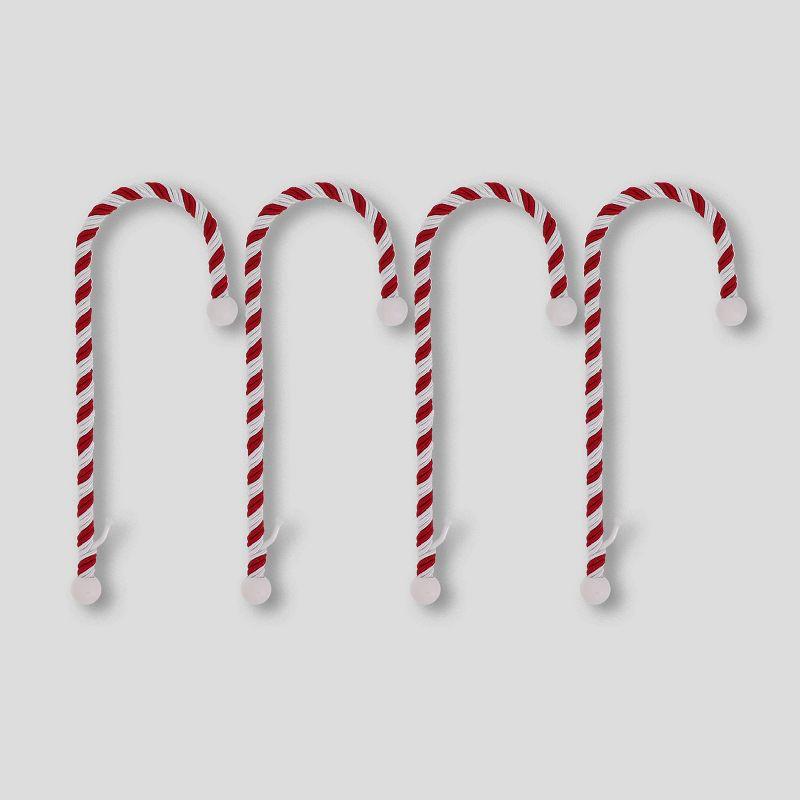 Classic Red and White Candy Cane Stocking Holders, 4-Pack