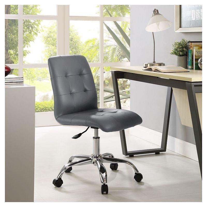 Prim Swivel Armless Drafting Chair in Luxe Gray Faux Leather