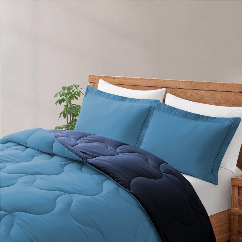 Peace Nest Lightweight Reversible Microfiber Down Alternative Comforter Set, Blue, Full/Queen