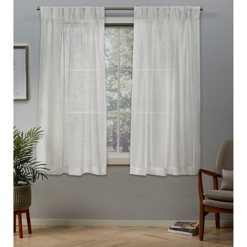 Set of 2 (96"x50") Belgian Pinch Pleats Sheer Window Curtain Panel Ivory - Exclusive Home
