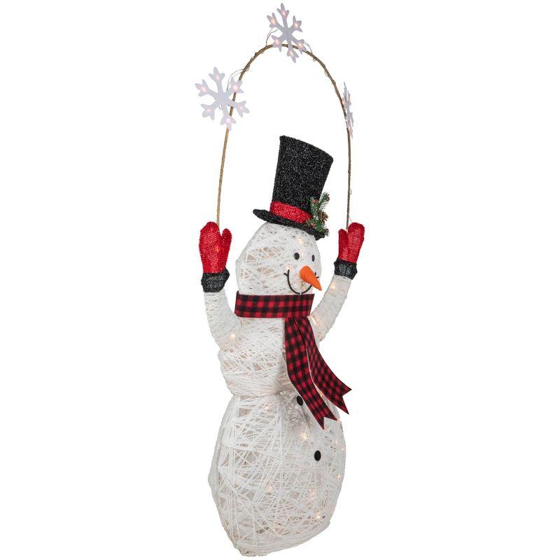 57" LED Lighted Snowman Holding Snowflakes Outdoor Christmas Decoration