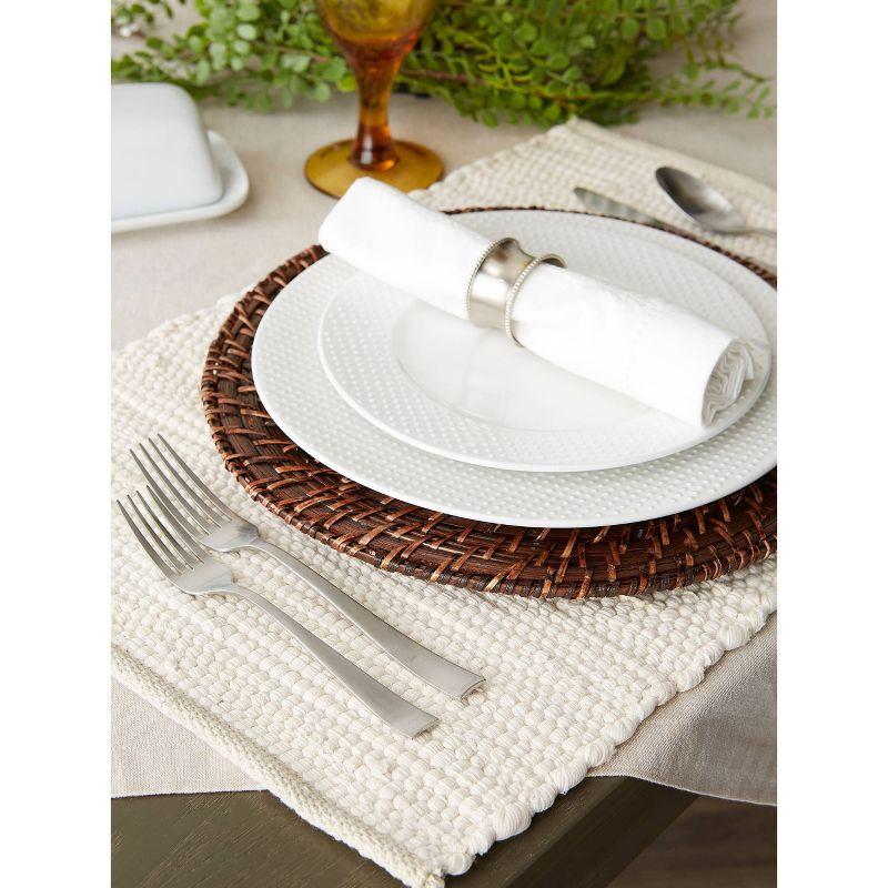 Natural Chindi Placemats (Set Of 6) - Design Imports: Cotton, Machine Washable, Rectangular Table Mats for All Ages