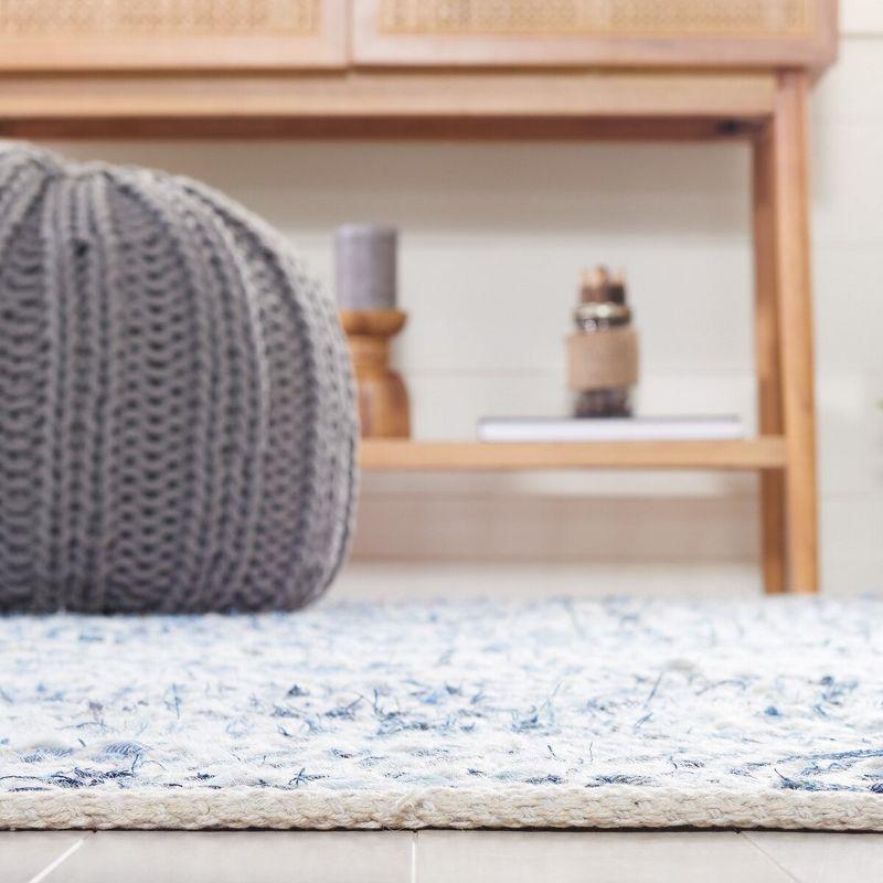 Blue and Light Grey Handmade Wool Runner Rug