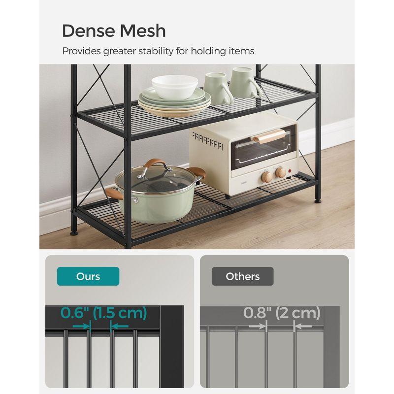 SONGMICS 4-Tier Metal Storage Rack, Shelving Unit with X Side Frames, Dense Mesh, 12.6 x 31.5 x 44.3 Inches, Industrial Style, Ink Black