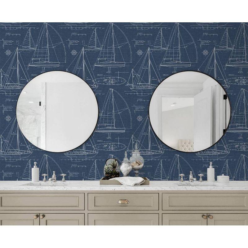 NextWall Navy Blue Yacht Club Peel and Stick Wallpaper