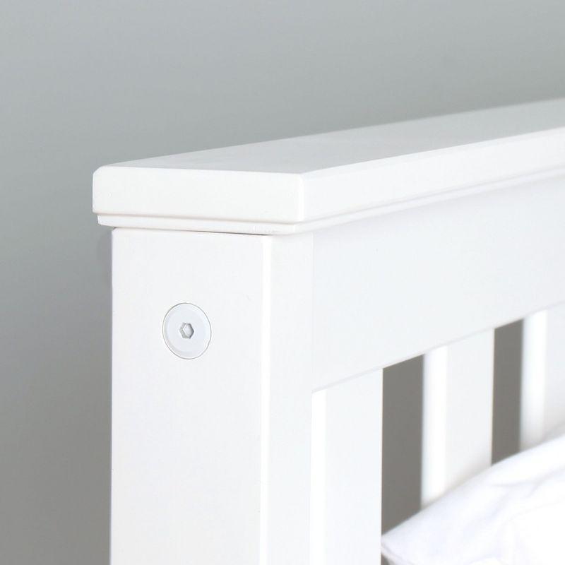 Plank+Beam Queen Bed Frame with Slatted Headboard Solid Wood Platform Bed, No box Spring Needed, White