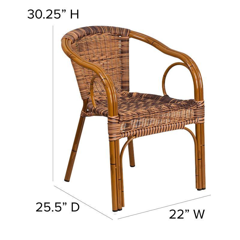 Burning Brown Wicker Dining Chair with Red Aluminum Frame