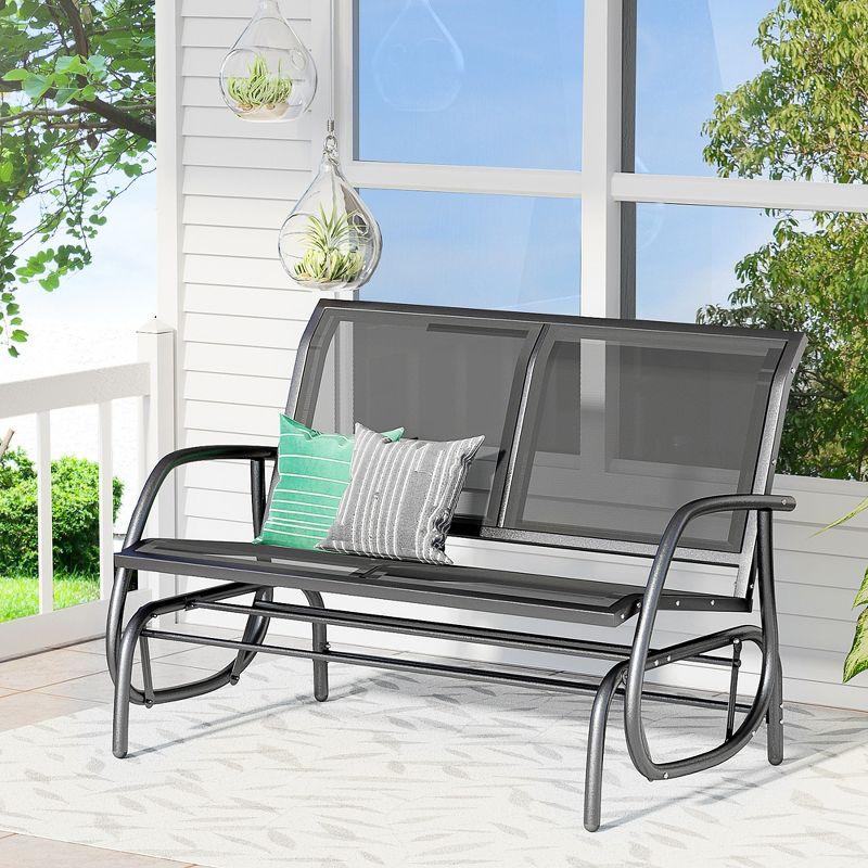 Soothing Mesh Ventilated Outdoor Glider Bench in Black