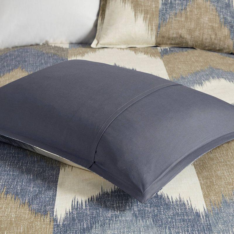 Full/Queen Navy Cotton Ikat Chevron Duvet Cover Set