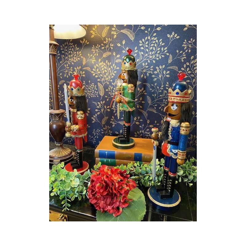 Santa's Workshop Inc. 15" Black Bejeweled King Nutcracker, Set of 3