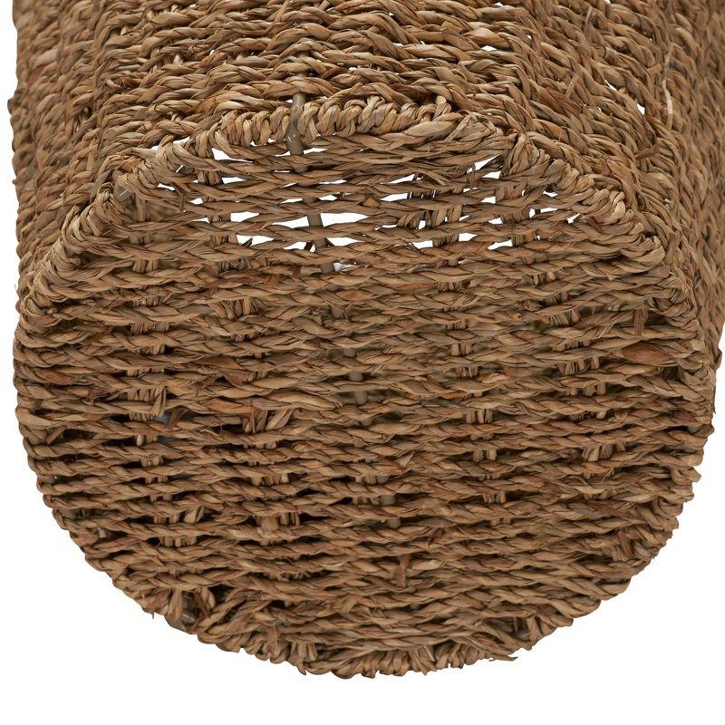 Seagrass Wicker Waste Basket, Handwoven Waste Bin with Metal Frame