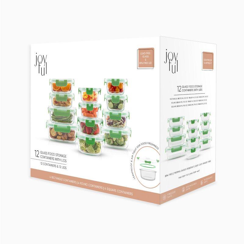 JoyJolt JoyJolt 24-Piece Glass Storage Container Kitchen Food Storage Set with Lids