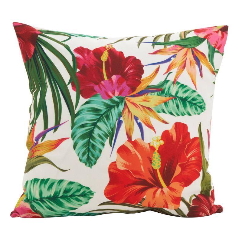 Tropical Floral Poly Filled Square Throw Pillow