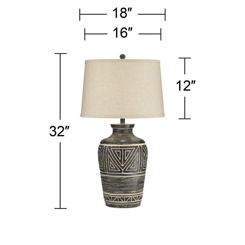 John Timberland Miguel Rustic Table Lamp Southwest 32" Tall Earth Tone Linen Drum Shade for Bedroom Living Room Bedside Nightstand Office Kids House