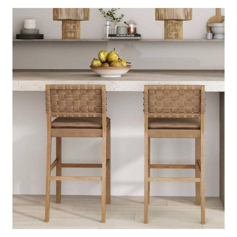 Nathan James Set of 2 Cohen Faux Leather Barstool Brown