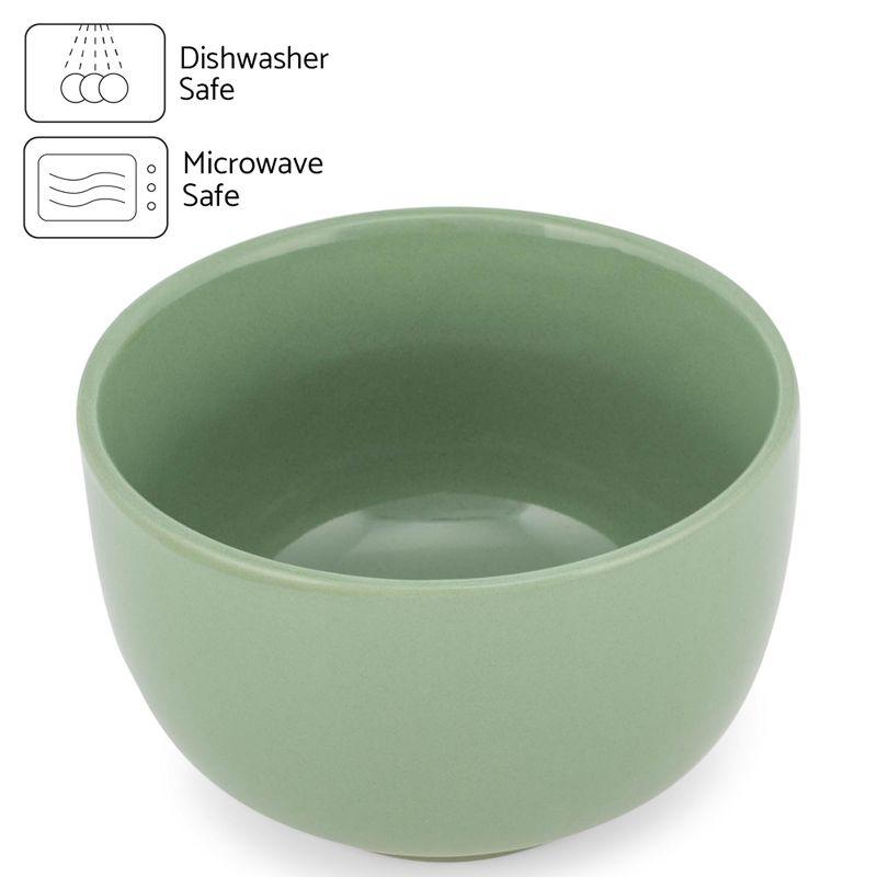 Elanze Designs Bistro Glossy Ceramic 4 inch Dessert Bowls Set of 4, Sage Green