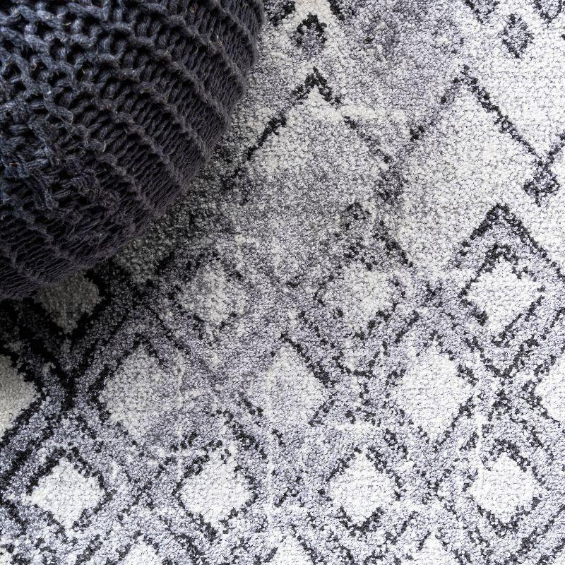 3'x 5' Azmar Moroccan Geometric Distressed Area Rug, Ivory/Black - JONATHAN Y