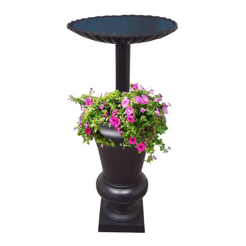 Ornate Cast Aluminum 40" Bird Bath with Planter - Black - Oakland Living