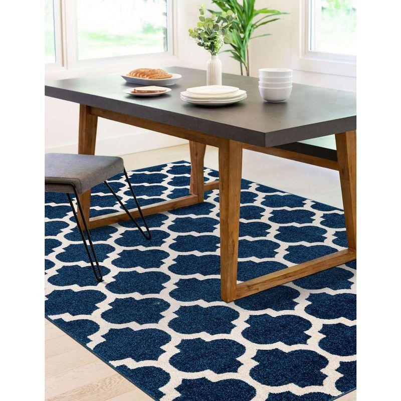 Unique Loom 4' 1 x 6' 1 Trellis Philadelphia Dark Blue Area Rug