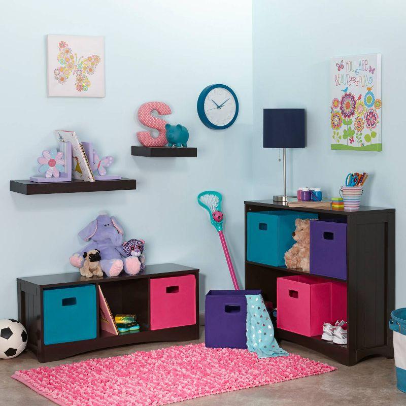 Espresso Beadboard-Inspired Kids' Horizontal Bookcase with Storage Cubes