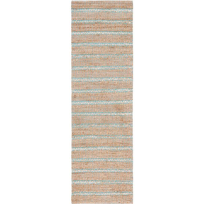 Natural Fiber NFB655 Power Loomed Runner Rug - Teal/Natural - 2'3"x8' - Safavieh.
